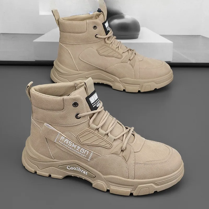 Mens Shoes Luxury Brands Desert High Top Boots Solid Color Non-slip Wear Resistant Climbing Ankle Boots Outdoors Casual Sneakers