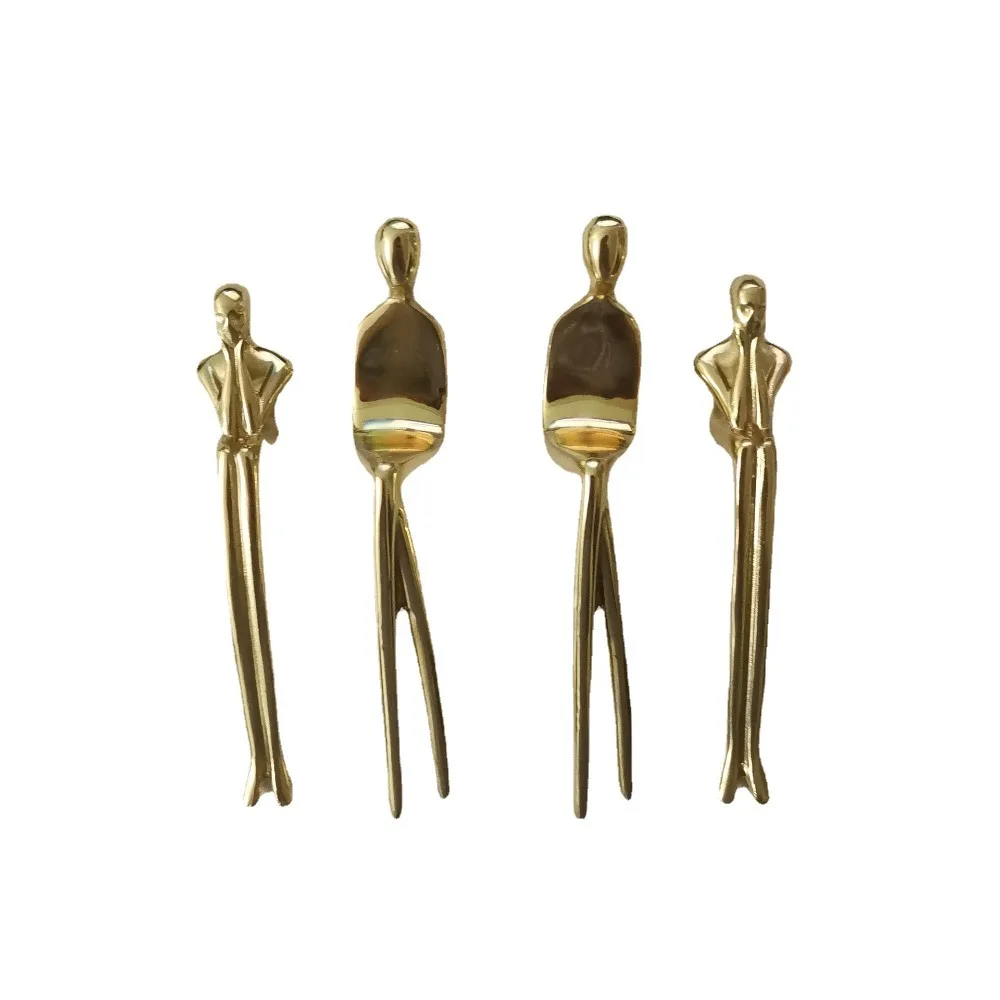 Creative Personality Man Solid Brass Handle Nordic Modern Simple Wardrobe Chrome Handle Kitchen Cabinet Drawer Gold Handle