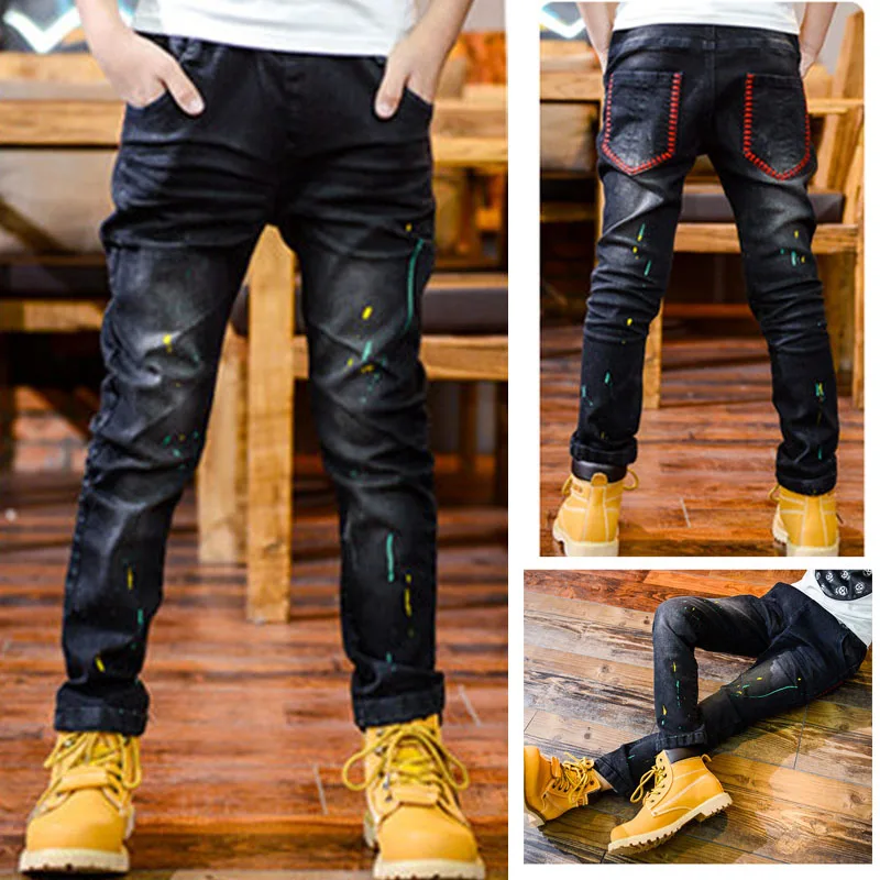 IENENS Teen Straight Jeans Boys Denim Pants 4 To 10 Years Old Children Casual Trousers Kids Clothes