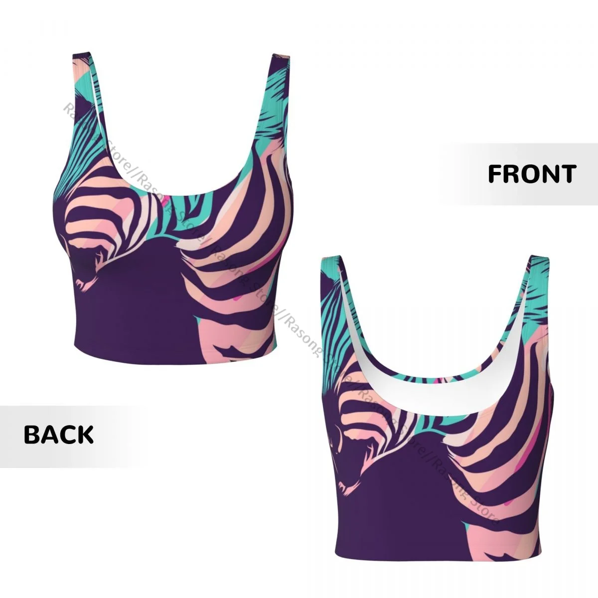 Vrouwen Sexy Sportvest Kleurrijke Zebra Dier Vrouwelijke Streetwear Sport Lingerie Tee Crop Top