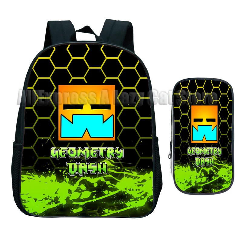 Angry Geometry Dash SchoolBags Cartoon Kids zaino alla moda zaino per studenti primari dell'asilo impermeabile