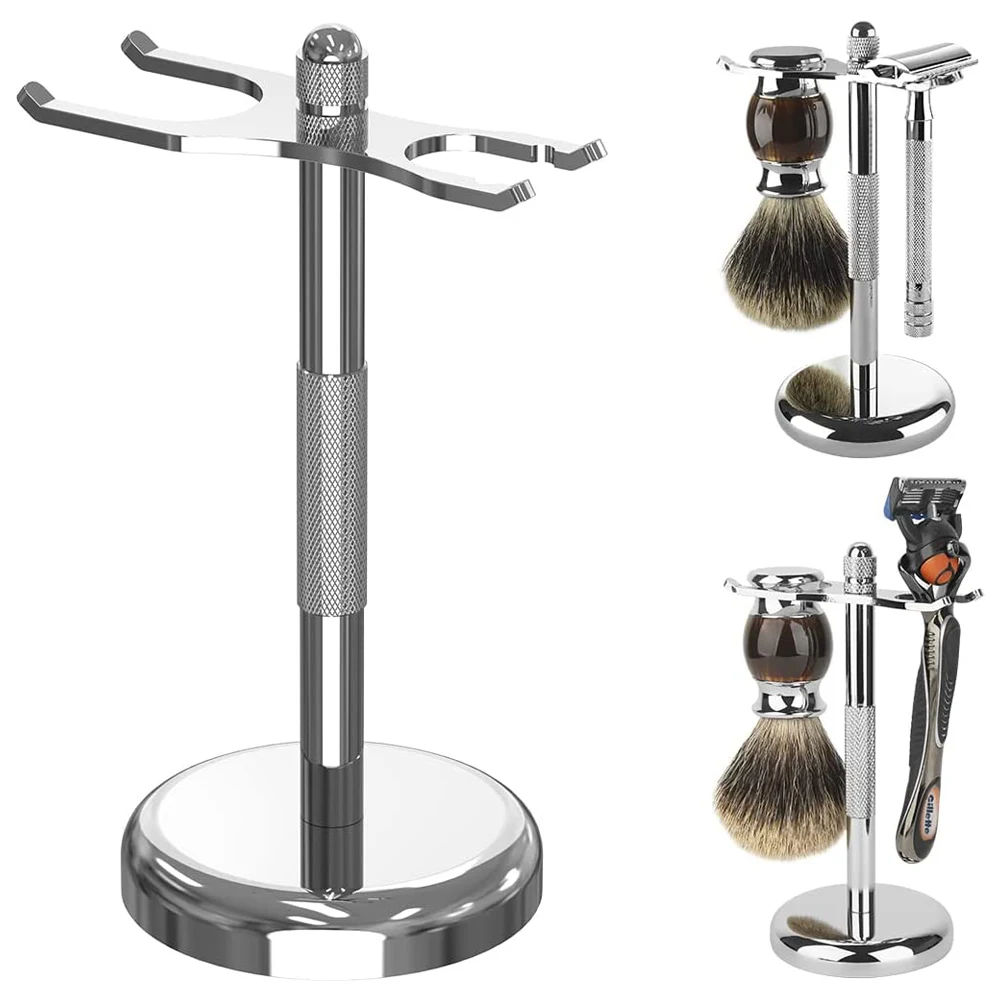 1pcs Men Razor Holder Stainless Steel Shaving Brush Stand High Quality Double Edge Safety Shaving Blades Brush Hanger Base Tool