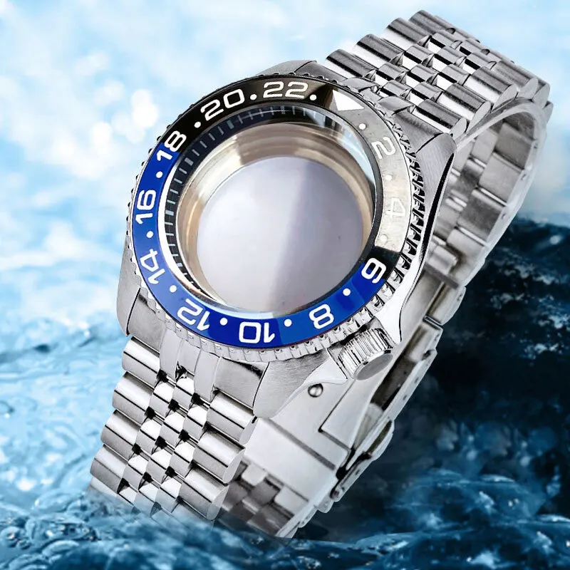 Obudowa zegarka do nurkowania 41mm SKX007, bransoleta, szkło szafirowe bomba, wodoszczelność 200m, przezroczysty dekiel, koronka 3.8, pasuje do mechanizmów NH35 NH36