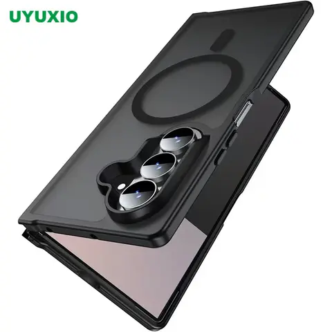 UYUXIO Translucent Magnetic Mobile Phone Case for Samsung Galaxy Z Fold 7 Wireless Charging Cases Rugged Slim Cover with Magnet