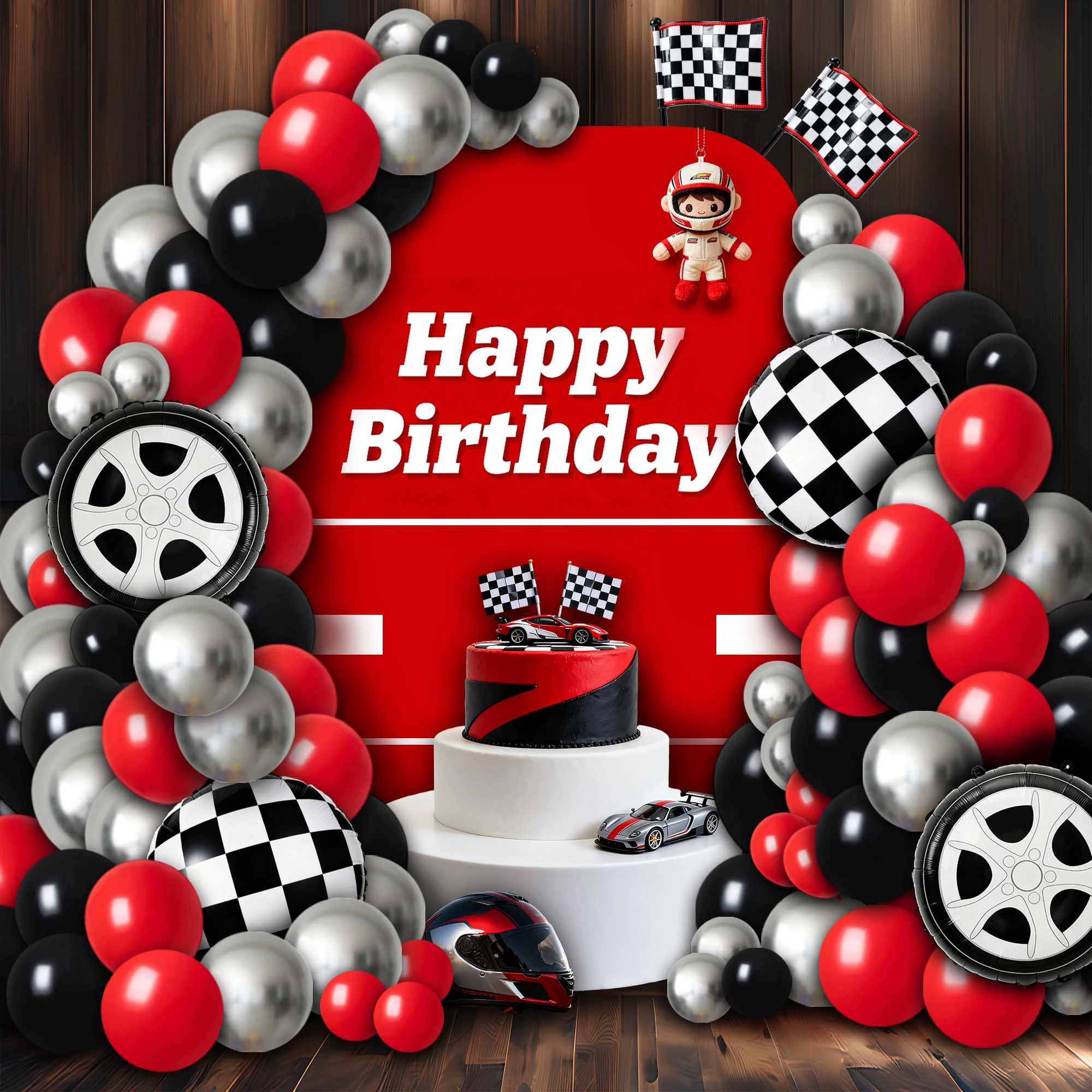 121피스 레이싱 테마 파티 풍선 장식 키트, 빨간색, - Lighting Mcqueen Birthday Decor 리뷰 및 가격