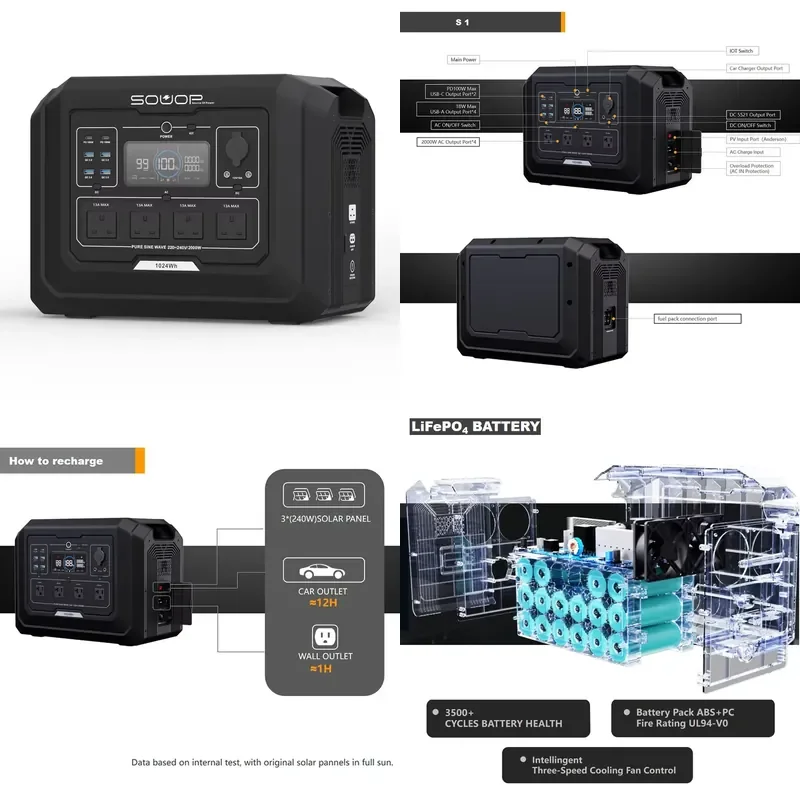 

【CHIMU HOME】 1024Wh 2000W LiFePO4 Portable Power Station Fast Charge