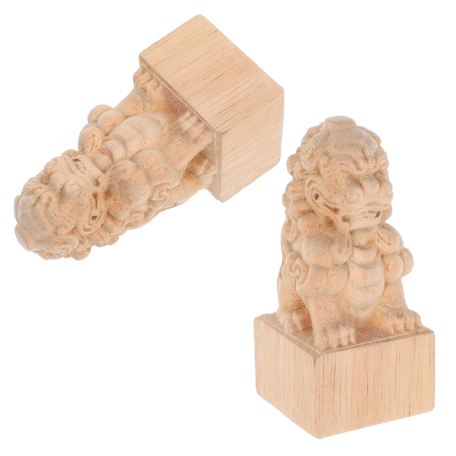 2Pcs Wooden Lion Head Finials Carved Fence Post Decor European Artistry Outdoor Indoor Staircase Railing Banister Newel Post