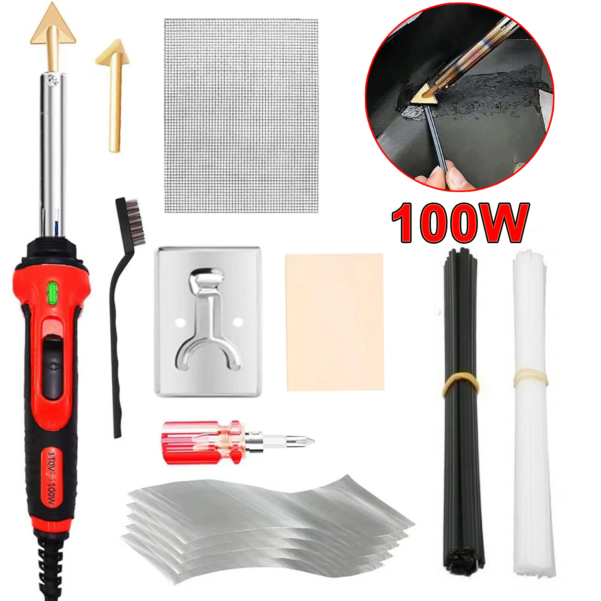 Plastic Welder Soldering Smoother Iron 100W Carck Repair Tools Set Car Bumpers Repair Kit PVC Welding Machine