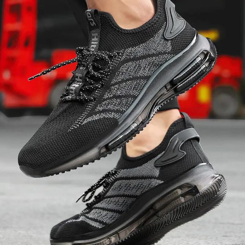 

New Men's Large-sized Flying Fabric Breathable Lace-up Spring and Summer Breathable Anti-slip Comfortable Running Shoes