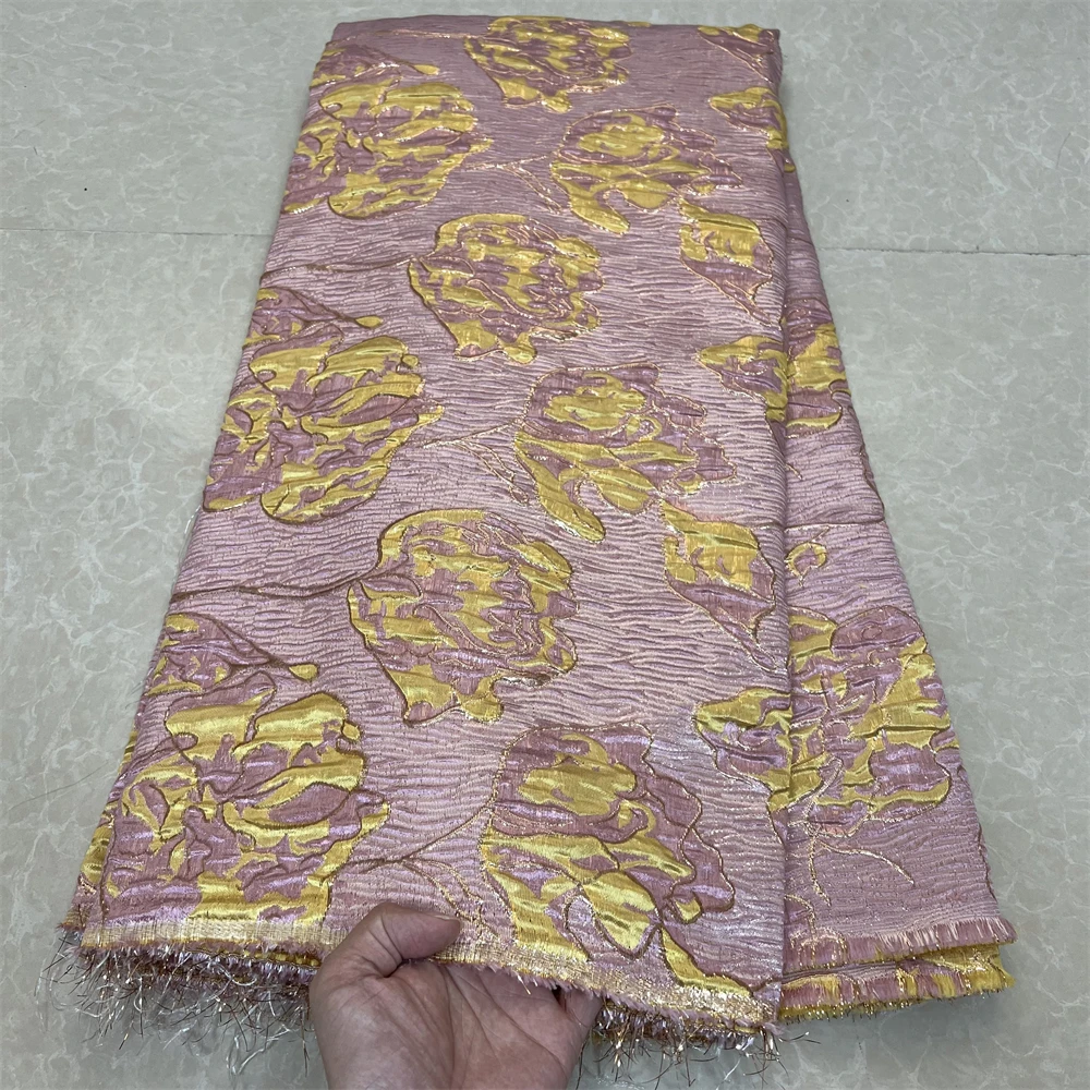 

2025 African Nigerian High-Quality Tulle Lace Fabric Jacquard Organza Embroidery for Party Prom Dress Guipure 5Yard YXZ136