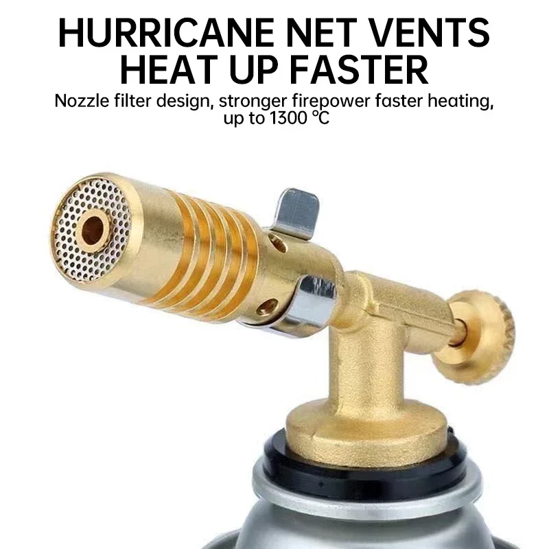 مسدس لهب عالي الحرارة، شعلة محمولة مزودة بوقيتان مع فوهة شعلة قابلة للتعديل للحام والتخييم وإشعال الشواء #4