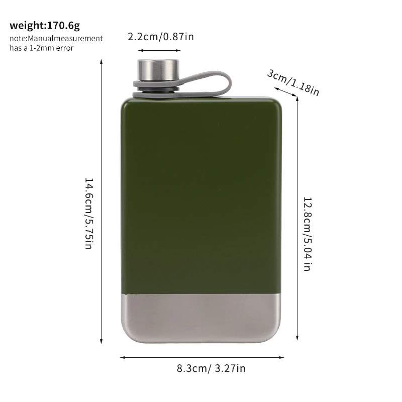 Square Premium Hip Flask for Whiskey 9oz 304 Stainless Steel Hip Flask with Funnel Leakproof Camping On Foot Whiskey Flask