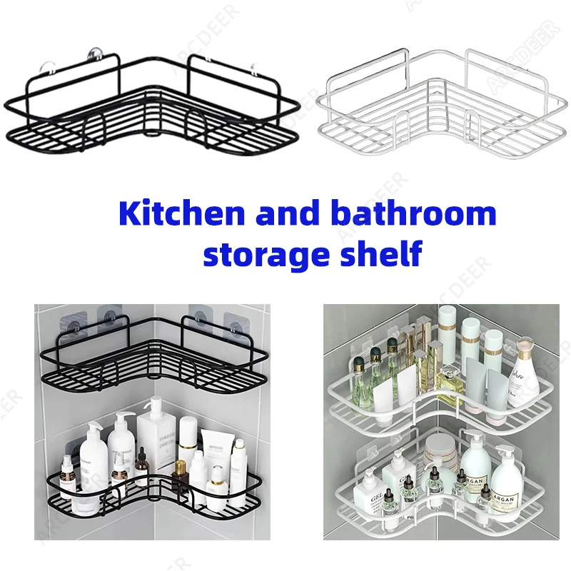 

2/3PCS Metal Bathroom Corner Shelf Upgraded Organizer Shelf No Drill Adhesive Mount Triangle Organizer for Kitchen Shower Room