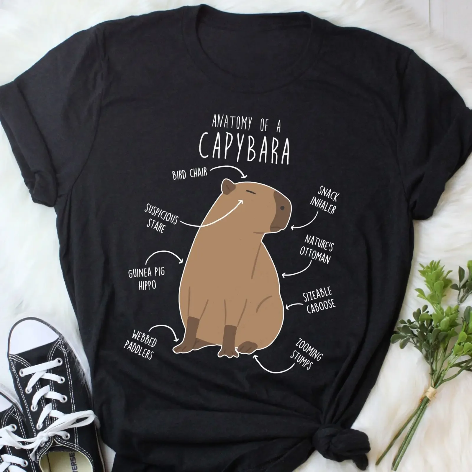 Funny Anatomy Of A Capybara T Shirt Cute Rodent Animal Lover Casual Cavy South America Nature vintage Washed