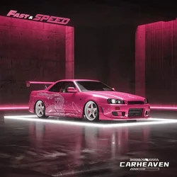 Fast Speed FS 1:64 Skyline GT-R R34 High Wing Suki Pink limited 999 Diecast Model Car