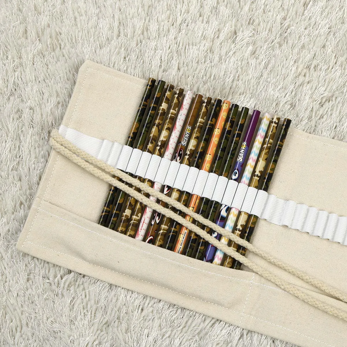 

Pencil Case Stationery Box Roll Up Organizers Pencils Storage Pouch Pencil Wrap Case