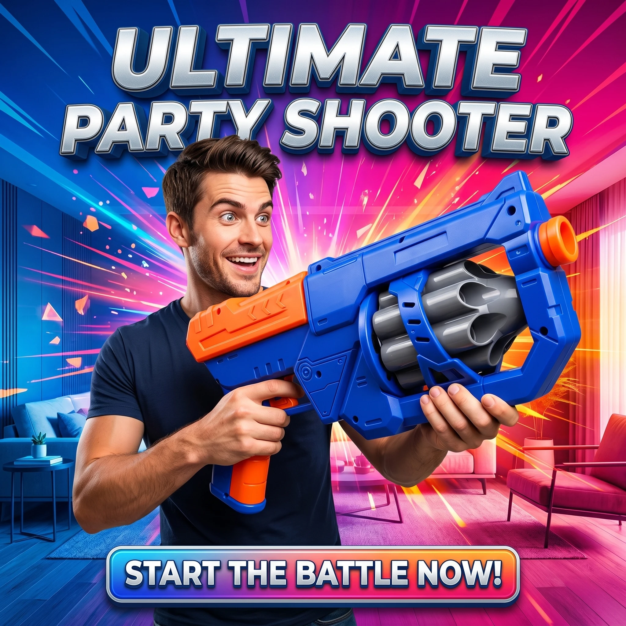 

Shooting Game Party Toy Gun, Moving Target Shooting Blaster, Indoor Outdoor Party Game Props