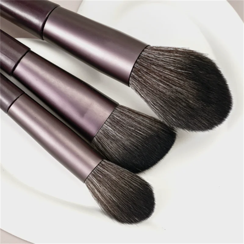 14-piece chocolate-colored makeup brush set including all-purpose powder blush brushcontour brush and eyeshadow brush
