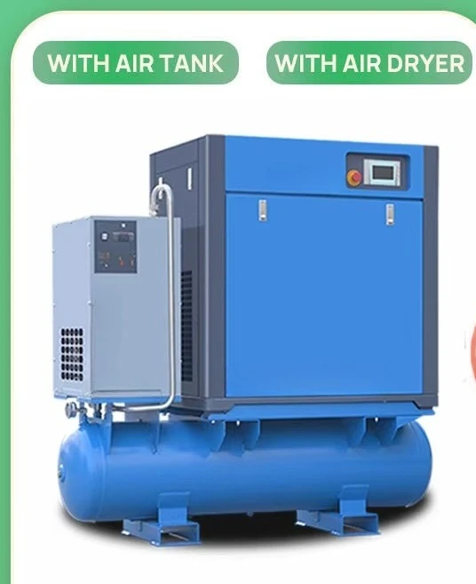 16 Bar 7.5kw 15kw Industrial Air Compressor Machine Screw Compressor With Air Dryer Tank for  Cutting