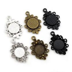 20pcs 12mm Inner Size 5 Colors Fashion Style Cabochon Base Cameo Setting Charms Pendant