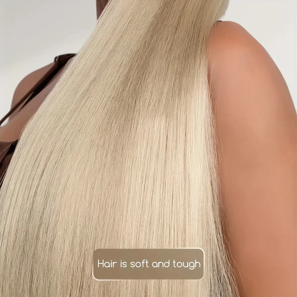 Extensiones de coleta recta sintética para mujer, banda de goma trenzada para el cabello, postizo de cola de caballo, peinado marrón Rubio de 28 pulgadas