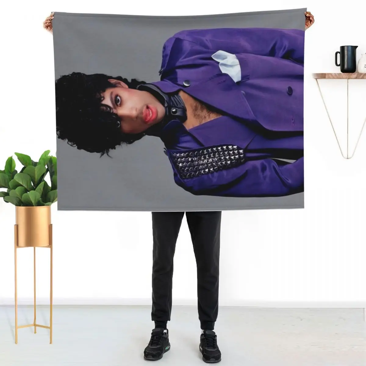 The Kid in a pruple trench coat Throw Blanket couch cozy soft plush fuzzy picnic outdoor blanket