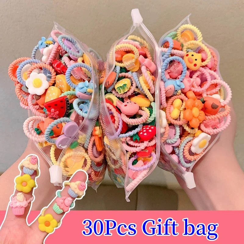 30pcs Children's Rubber Bands Are Not Harmful To Hair Have Good Elasticity Girls Baby Headband  Small Tie Chirp Loop Accessories