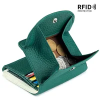 Genuine Leather RFID ID Credit Bank Business Card Holder Cowhide Coin Purse Bags Luxury Clutch Slim Pocket Wallets For Women - Image 2