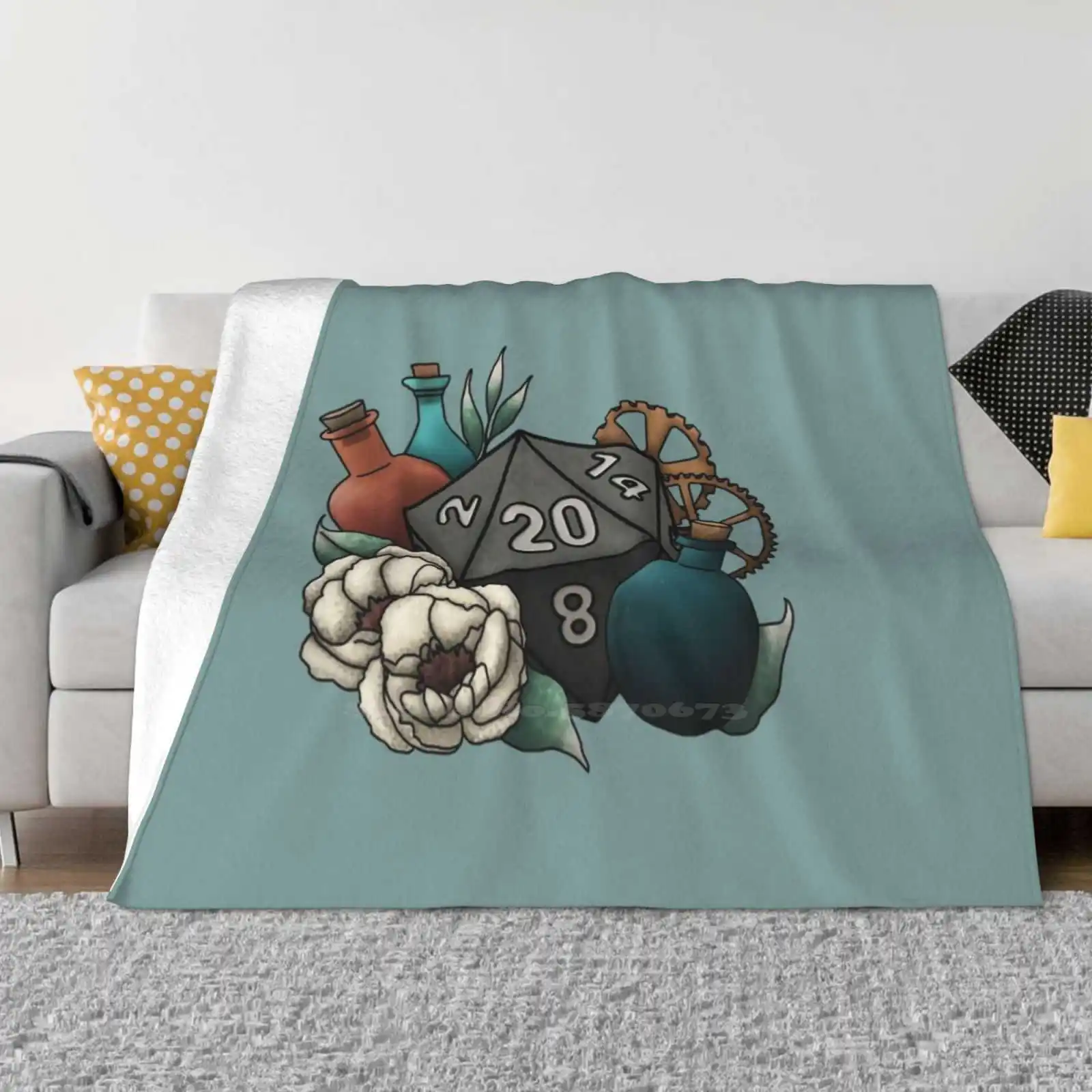 Artificer Class D20-Tabletop Gaming Dice New Selling Custom Print Flannel Soft Blanket D20 Dnd And Dice Feminine Games Nerdy