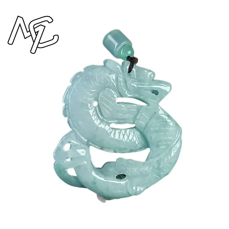 Natural Real Emerald Jade Hollow-out Dragon Pendant Necklace Carved Charm Jadeite Jewelry Fashion Amulet Gifts Certificate 5