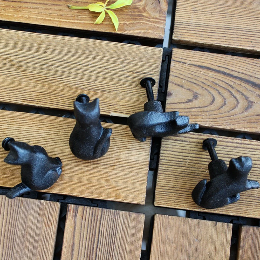

4Pcs Vintage Cast Iron Cabinet Door Knobs Small Cat Shape Dresser Drawer Pulls Decorative Furniture Handles Door Knobs