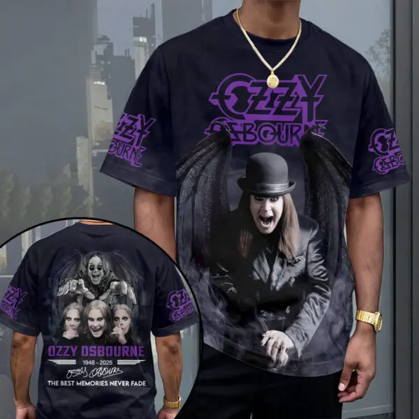 2025 جديد كلاسيكي روك أوزي أوزبورن تي شيرت الصيف ثلاثية الأبعاد طباعة الرجال النساء الشارع الهيب هوب الاتجاه قصيرة الأكمام تيز المتضخم Y2k القمم #6