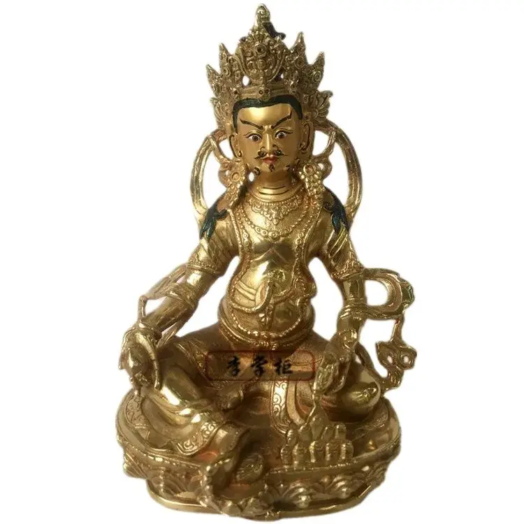 

Nepalese Tibetan Tantric Ornaments Copper Yellow God of Wealth Buddha Statue Full Gilded Colored Paintings Used Collect Boutique