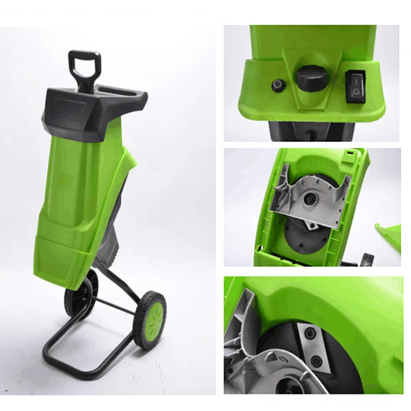 VERTAK Electrical 2500W Garden Branch Shredder Electric Grass Mini Wood Chipper Leaf Garden Shredder With Collection Bag