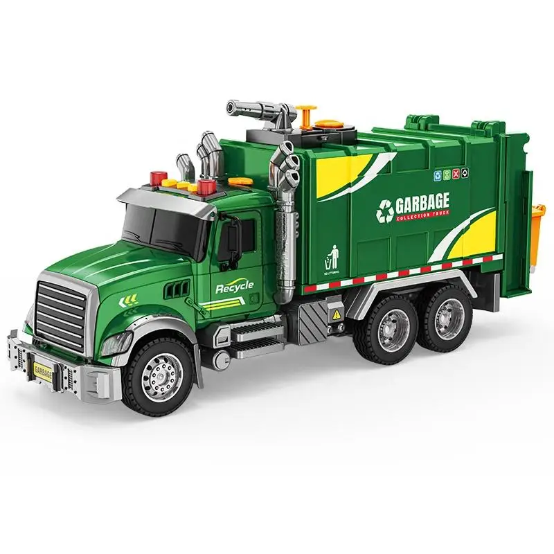 

Hot Selling Boys Other Toy Vehicle 1/10 Inertia Green Garbage Truck Toy 1/10 Friction Toy Vehicle With Spray Function