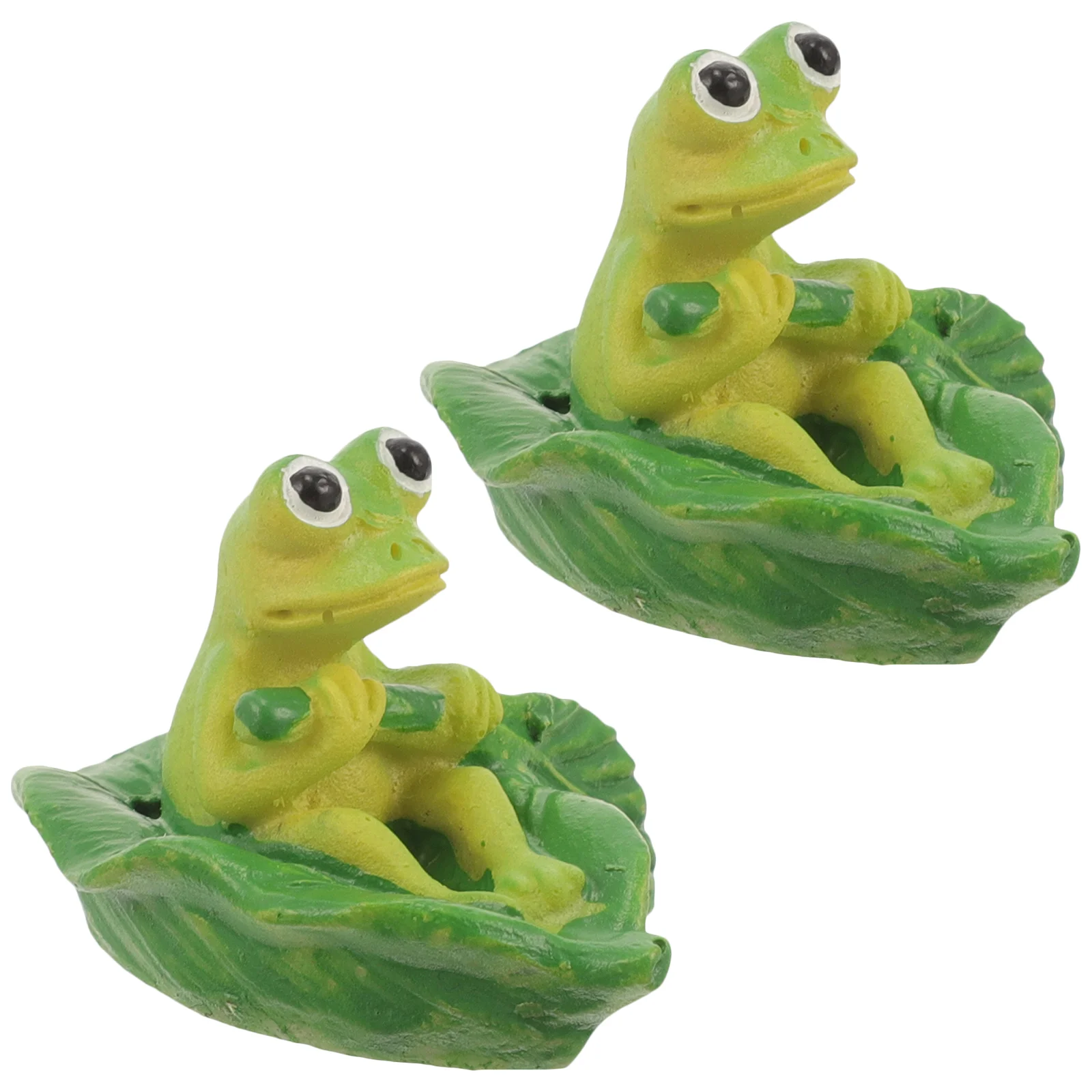 2 Pcs Fish Tank Decorations Aquarium Frog Ornaments Adorable Figurine Resin Frogs Delicate Statue Photo Model Green Garden