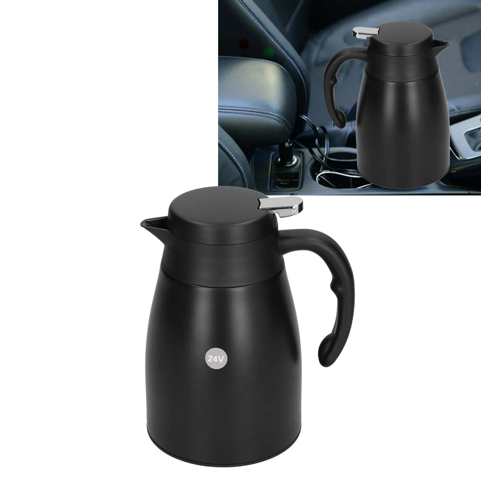 

24 В 1200 мл автомобильный водонагреватель с основанием портативный электрический чайник из нержавеющей стали для грузовика CarMatte