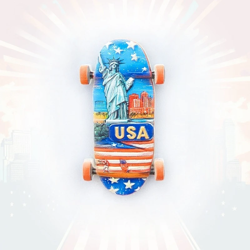 

Skateboarding Statue of Liberty Fridge Magnet - 3D New York Souvenir Urban Culture Decor Unique American Gift with Strong Magnet