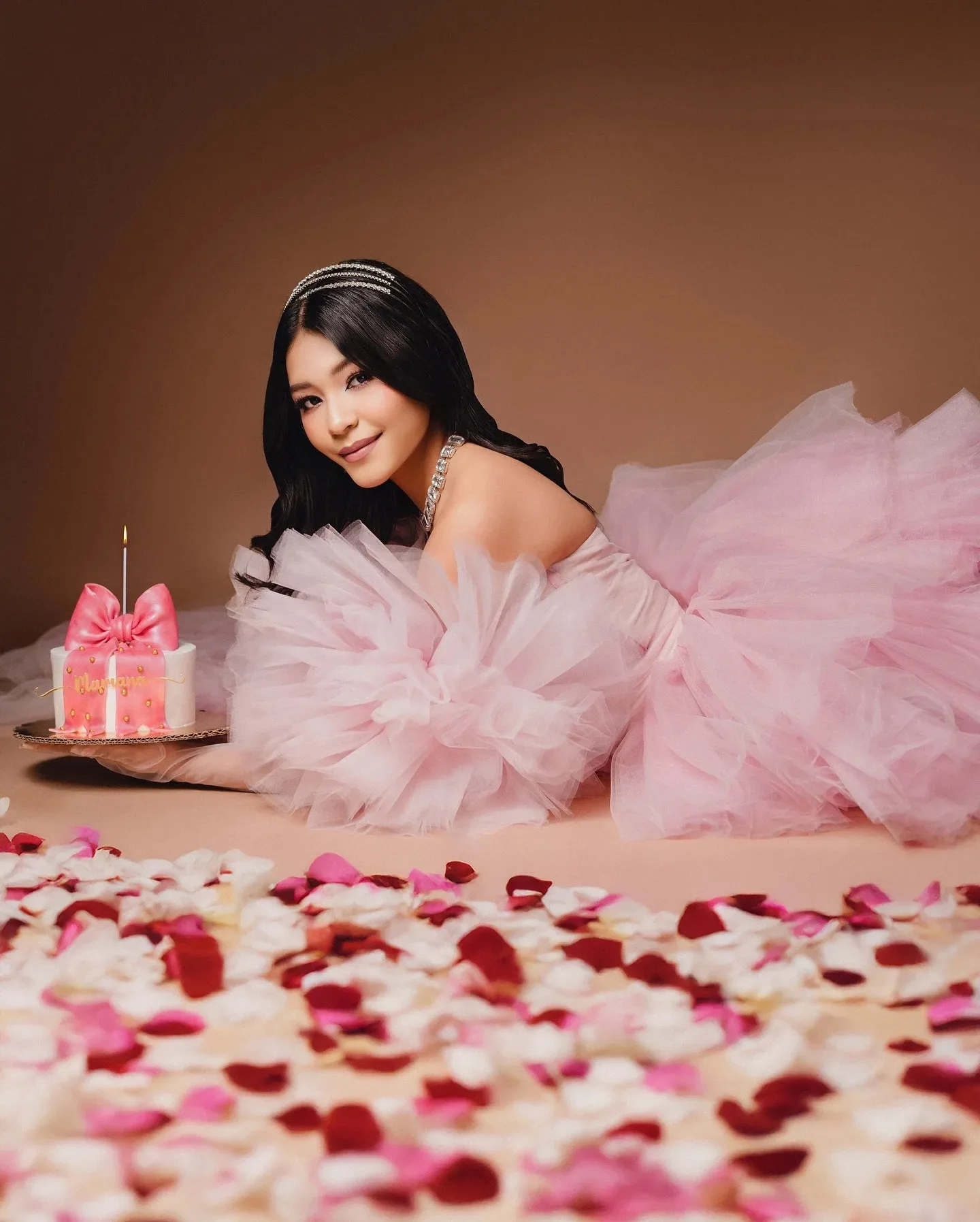 Fashionable Fluffy Pink Tulle Birthday Dress High Low Ball Short Sleeves Prom Party Dresses Tiered Long Train Event Formal
