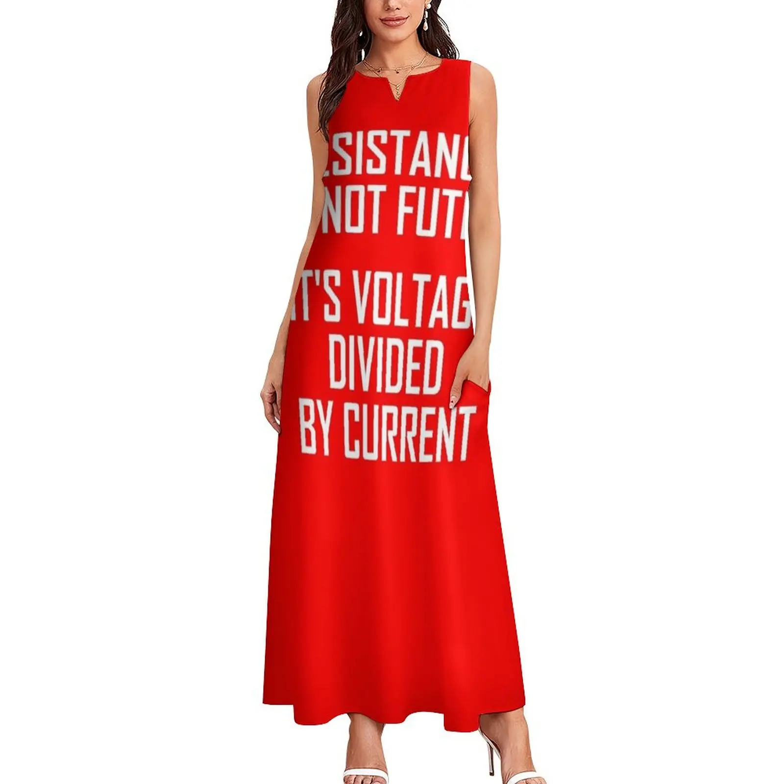 Resistance is Voltage Divided by Current- Funny Resistance Physics Joke Long Dress fairy dress luxury woman party dress