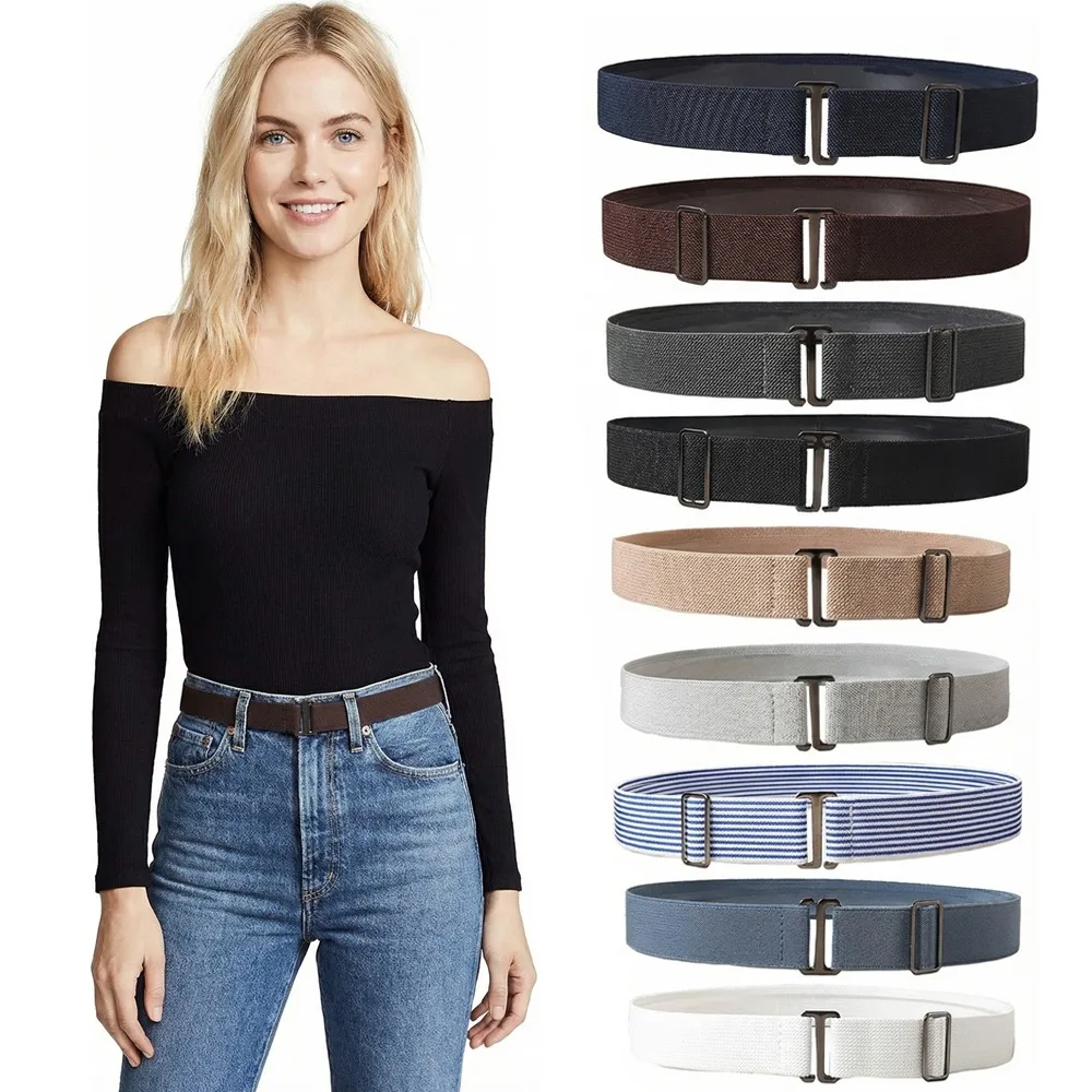 Verstellbare elastische Stretchgürtel für Damen, unsichtbarer, rutschfester Stretchband-Gürtel, Taillengürtel für Jeans, Hosen, Kleider, Freizeitgürtel