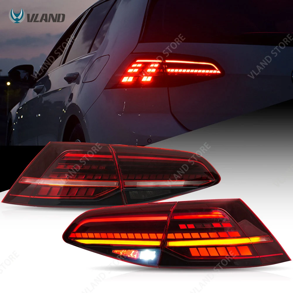 Image of VLAND 2013-2021 Golf MK7 MK7.5 Schrägheck E-Mark Zugelassene LED-Rückleuchten Sequentieller Blinker Plug & Play Rücklampen Set von 2 Stück