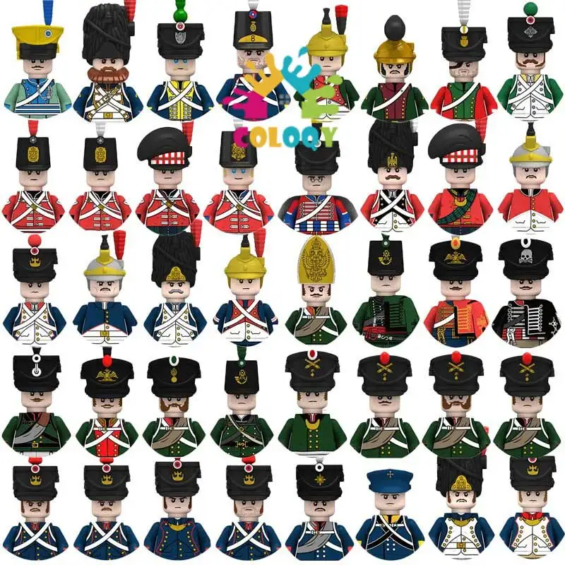 Kids Building Blocks Juguetes średniowieczne wojny napoleońskie wojskowe WW2 Mini lalki żołnierz pistolet Mini oficer rycerze zabawki modele