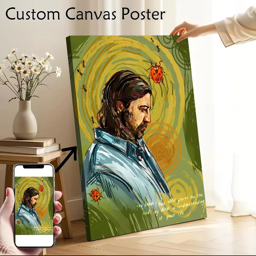 Man With Ladybugs and Ants Printed Canvas Poster Custom Pictures Wall Art Canvas Painting for Modern Living Room Paintings Arts