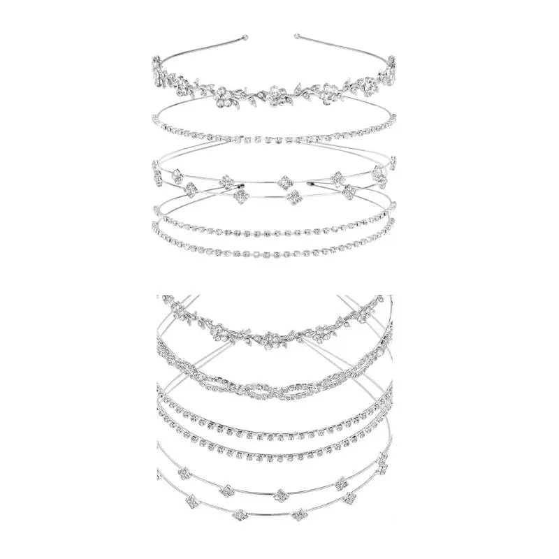 

R1WE 4pcs Glitters Wedding Headbands Rhinestones Hair Accessories for Women Elegant Bridal Party Hairpieces