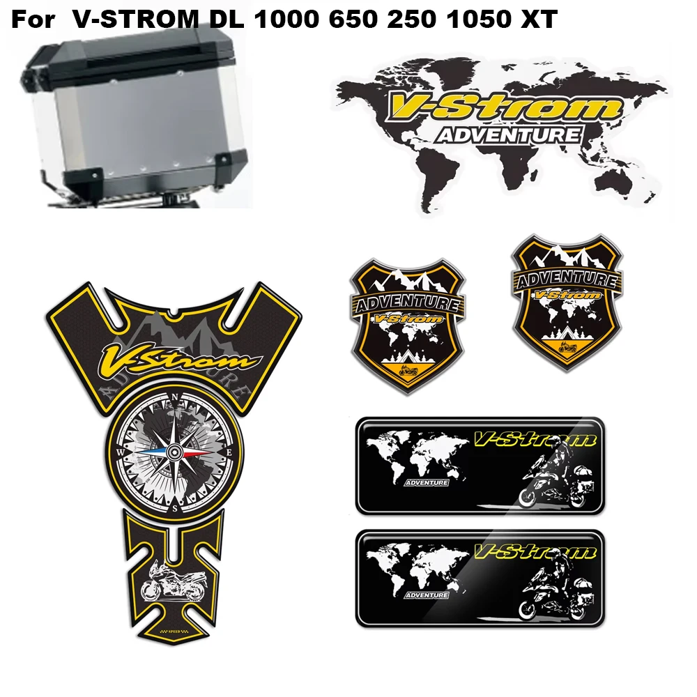 

Motorcycle Tank pad stickers For Suzuki V-STROM DL 1000 650 250 1050 XT 2019 2020 Trunk luggage stickers emblem