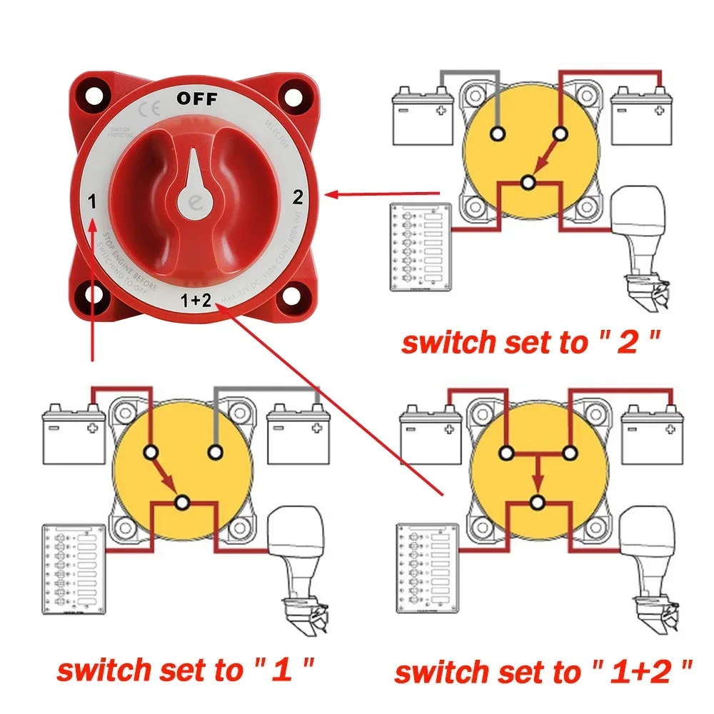 4 موقف 32 فولت 350A مقاوم للماء E-سلسلة الإشعال المحمية المزدوجة بطارية قطع المعزل مفاتيح ل RV تخييم مركبة بحرية
