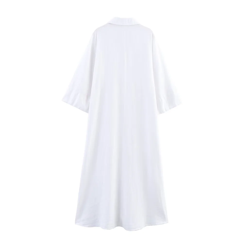 ชุดเดรสสไตล์เสื้อเชิ้ตผู้หญิง ตกแต่งด้วยกระดุมปก สำหรับฤดูใบไม้ผลิและฤดูร้อน เสื้อผ้าลำลองสำหรับผู้หญิง