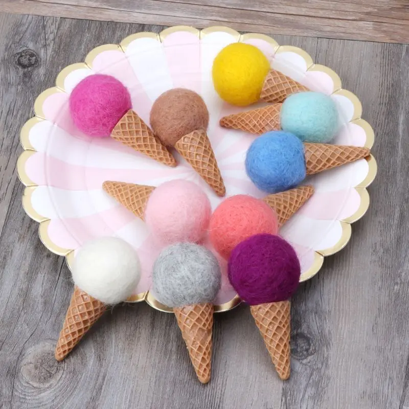 Ice Cream Felt Wool Beads Balls Valentines Photo Props Party SuppliesDecor