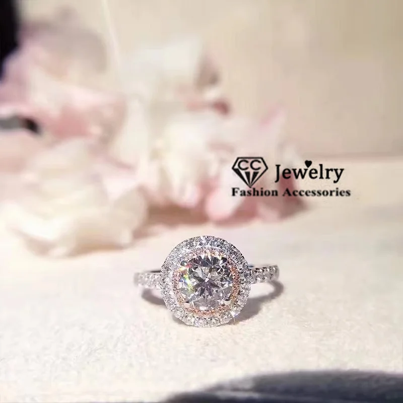 CC Marriage Wedding Rings For Women Silver Color Cubic Zircon Small Pink Diamant Stone Accessories Engagement Fine Jewelry CC593